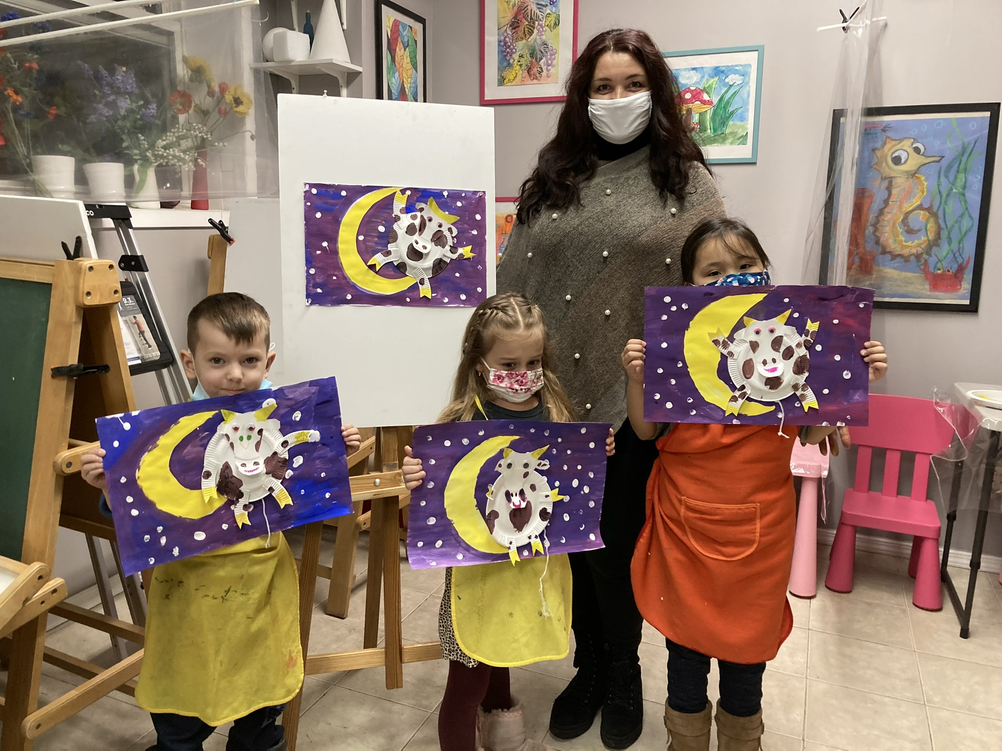 Children participating in art projects