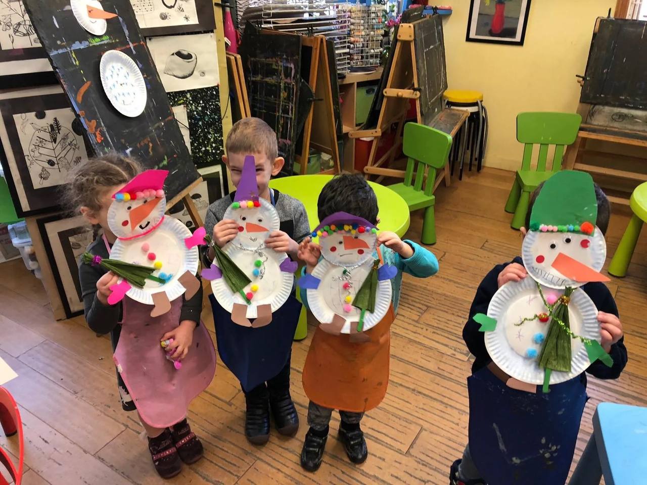 Children participating in art projects