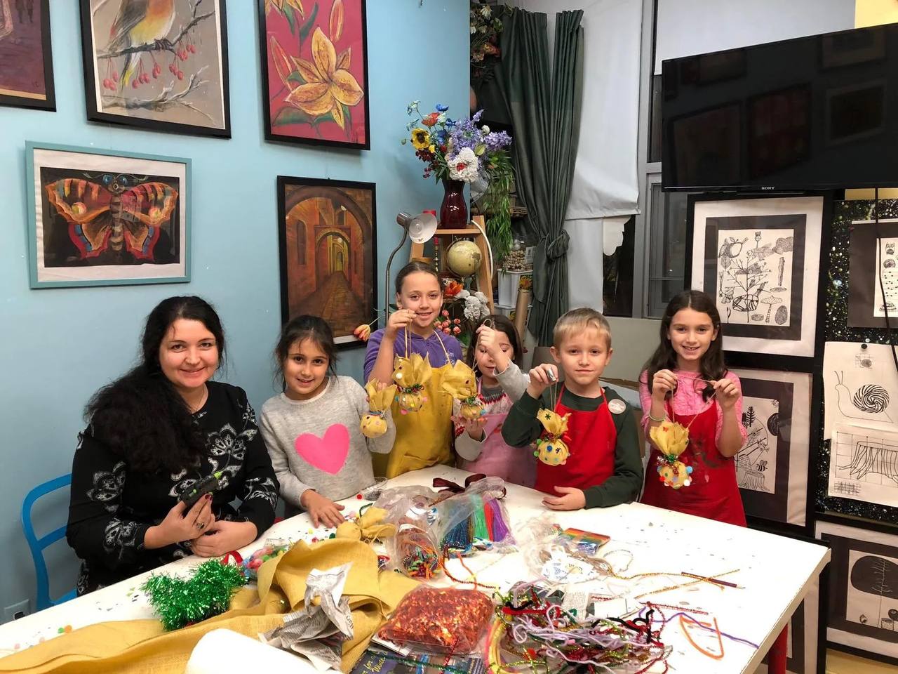 Children participating in art projects