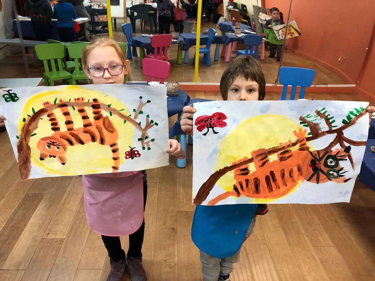 Children participating in art projects