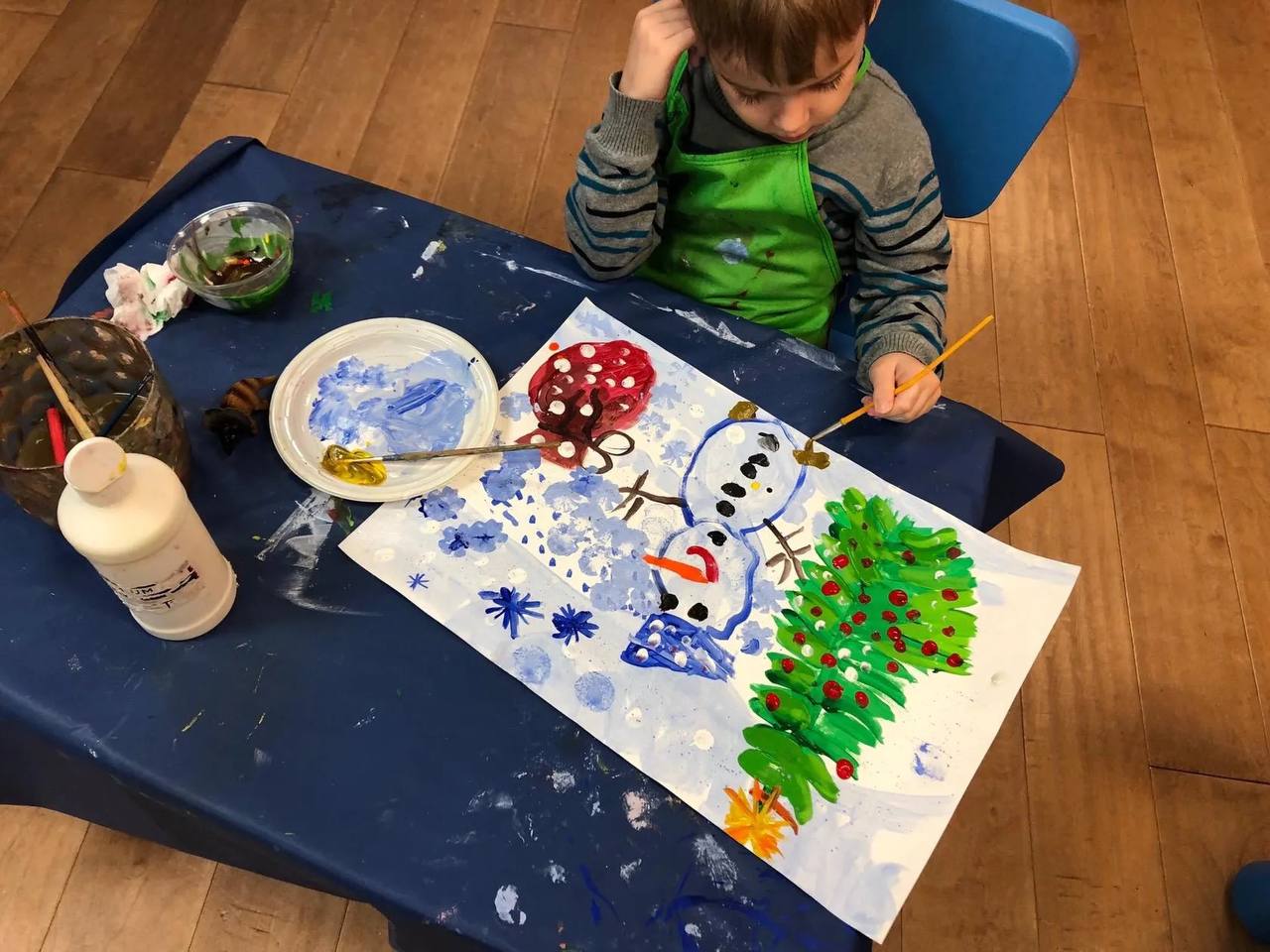 Children participating in art projects