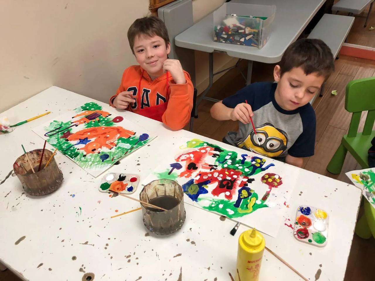 Children participating in art projects