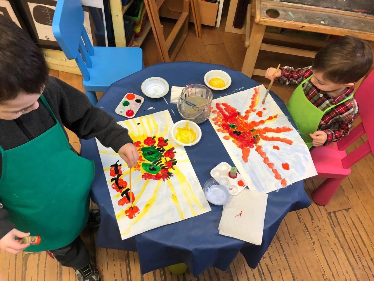 Children participating in art projects