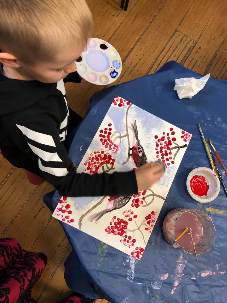 Children participating in art projects
