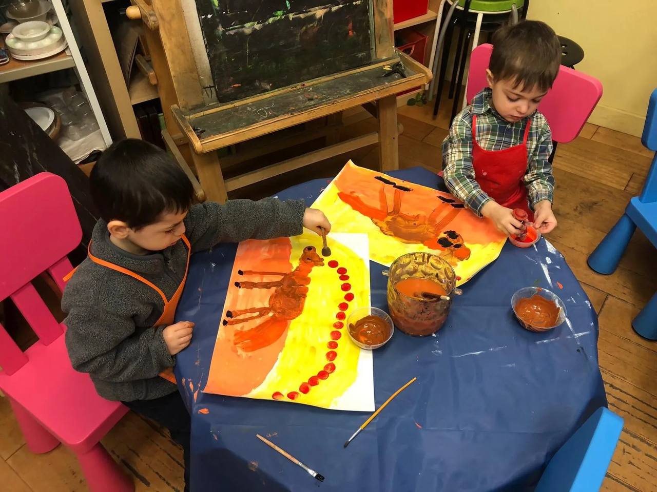 Children participating in art projects