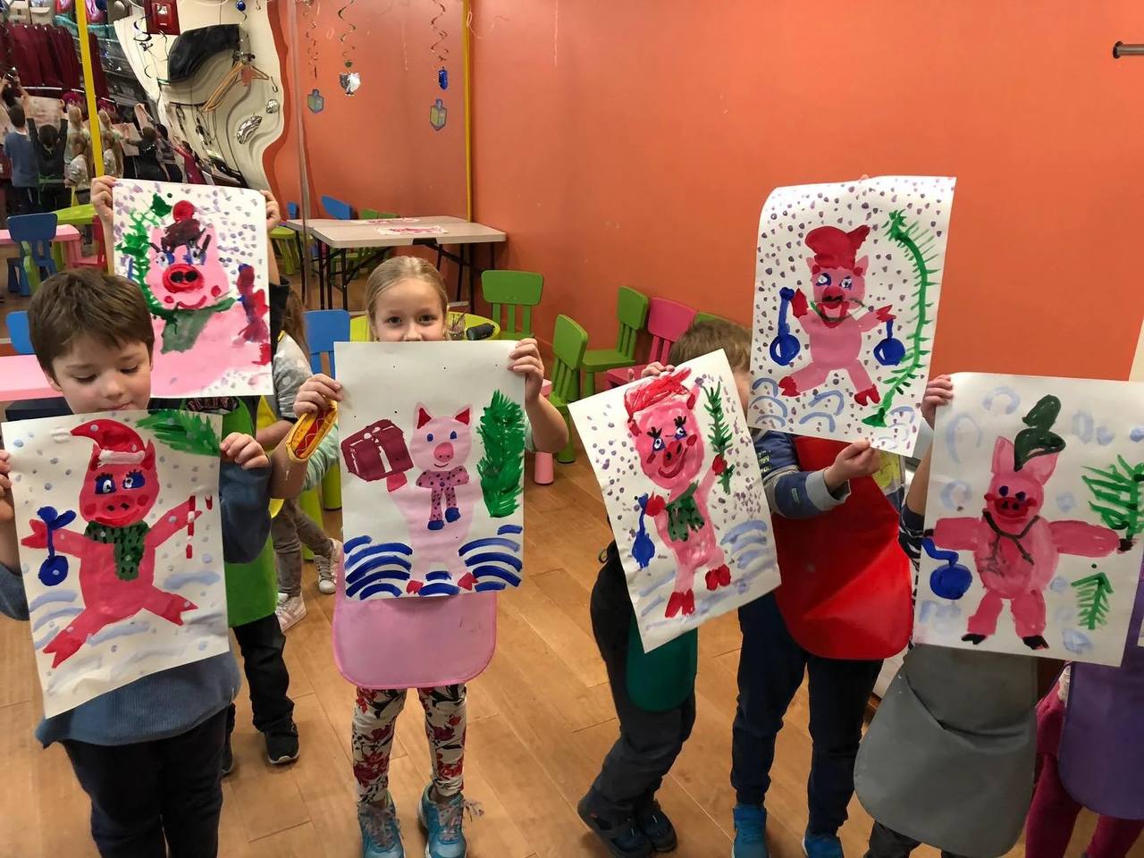 Children participating in art projects