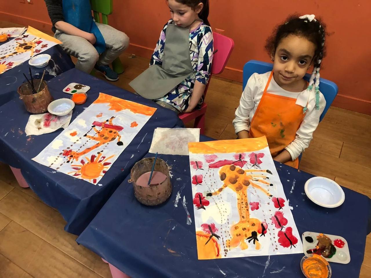 Children participating in art projects