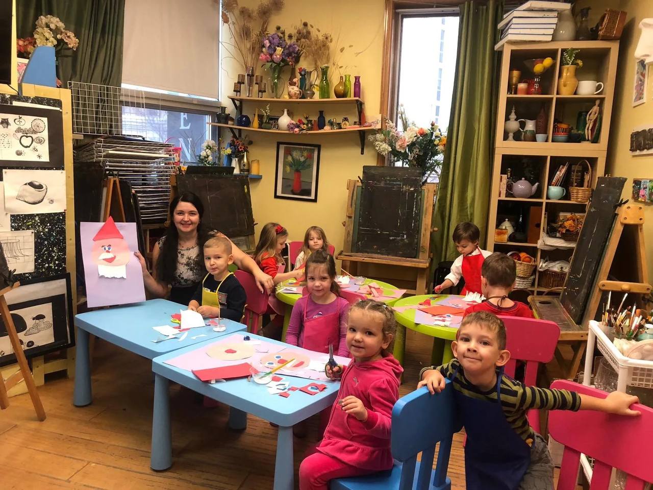 Children participating in art projects