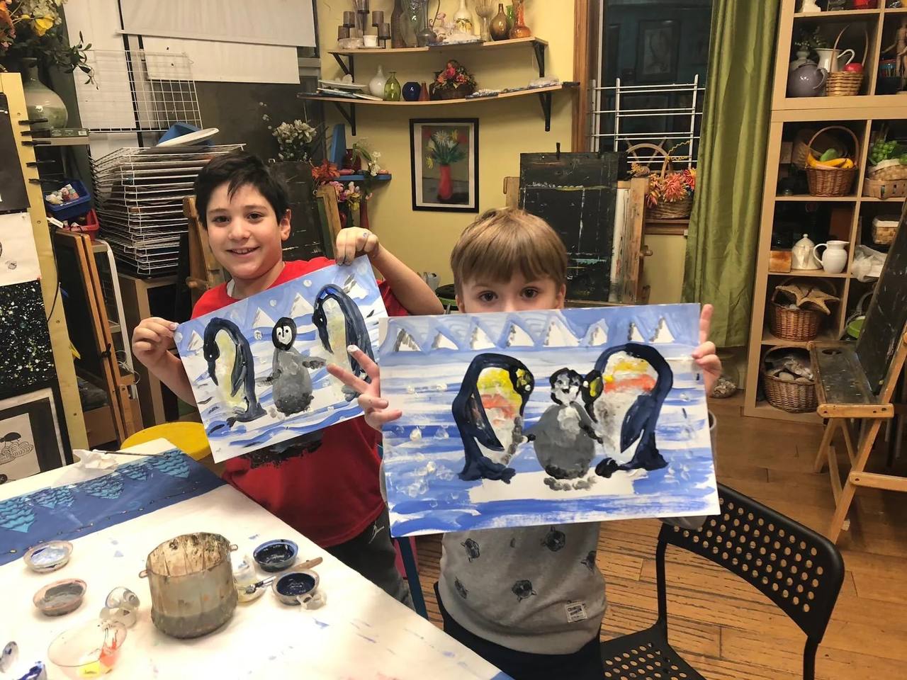 Children participating in art projects