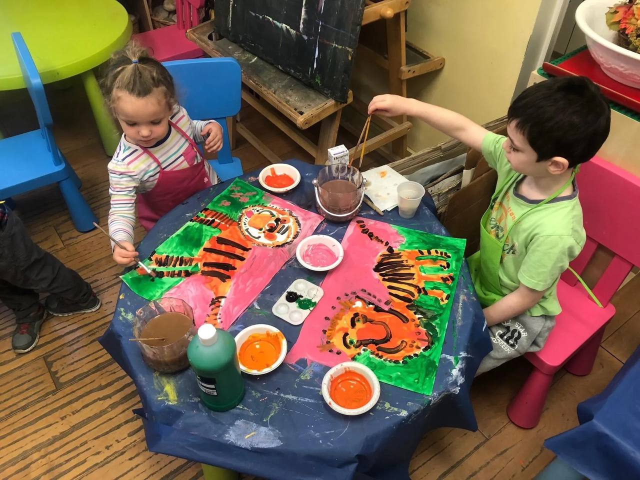 Children participating in art projects