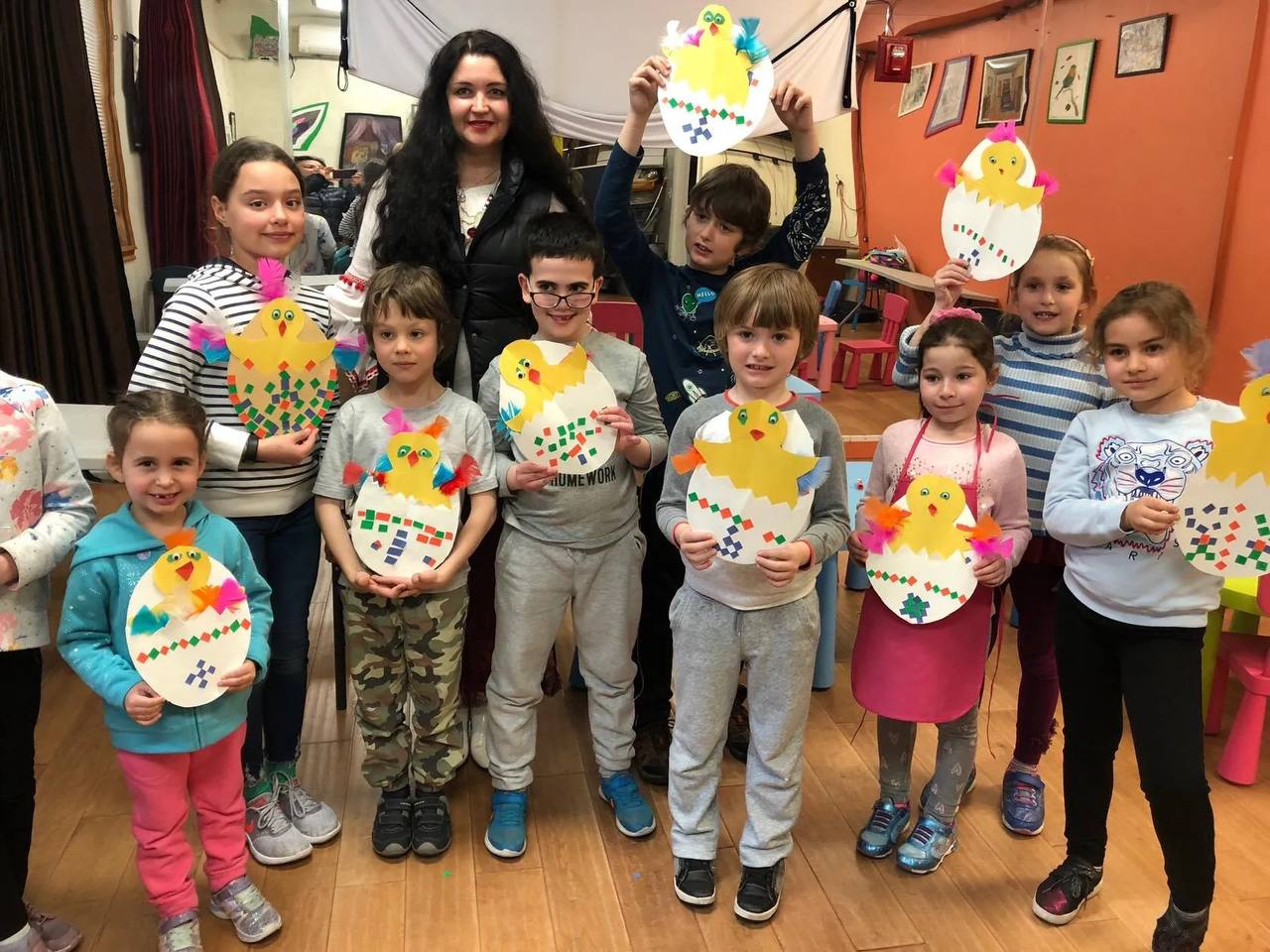 Children participating in art projects