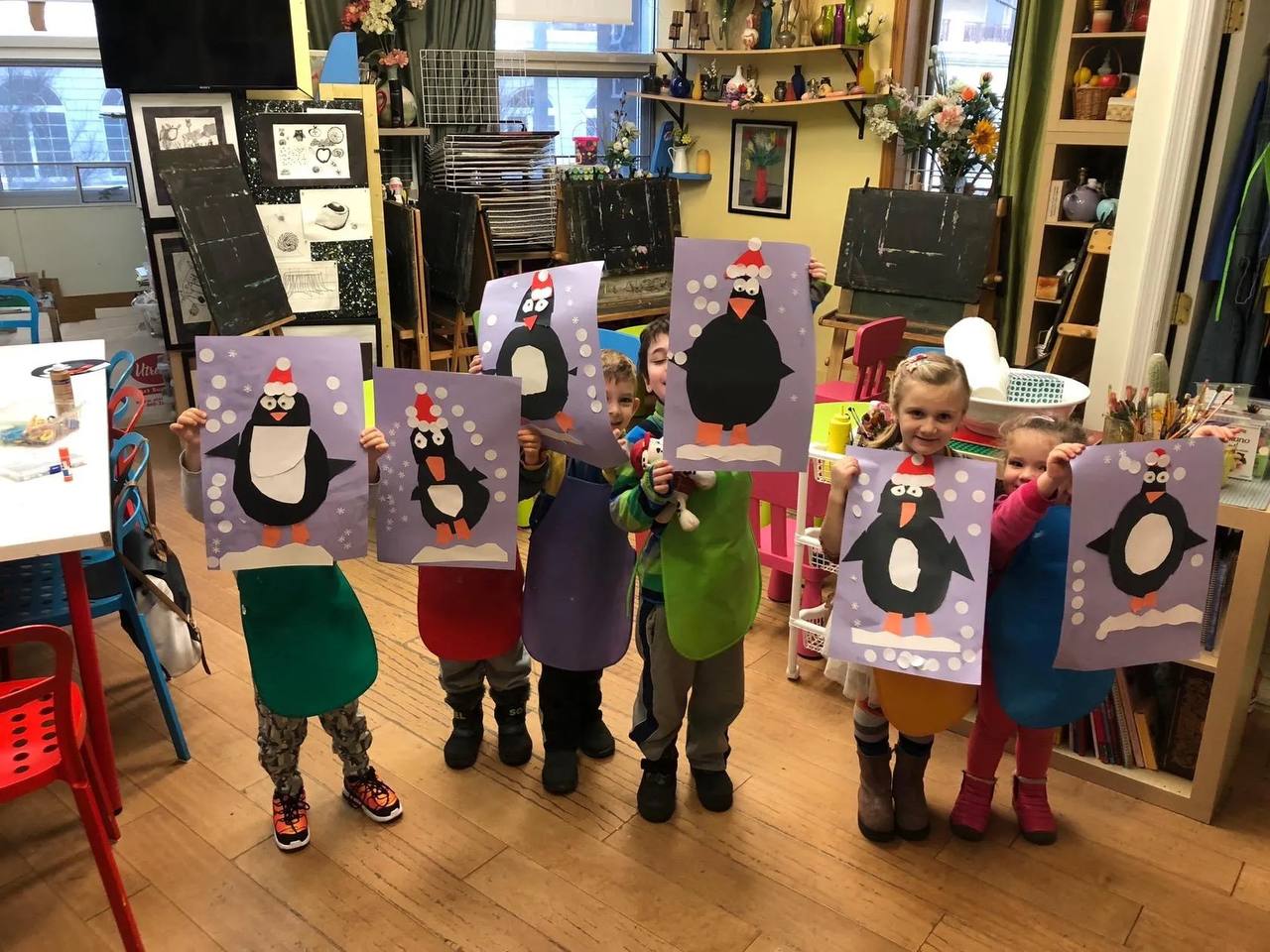 Children participating in art projects