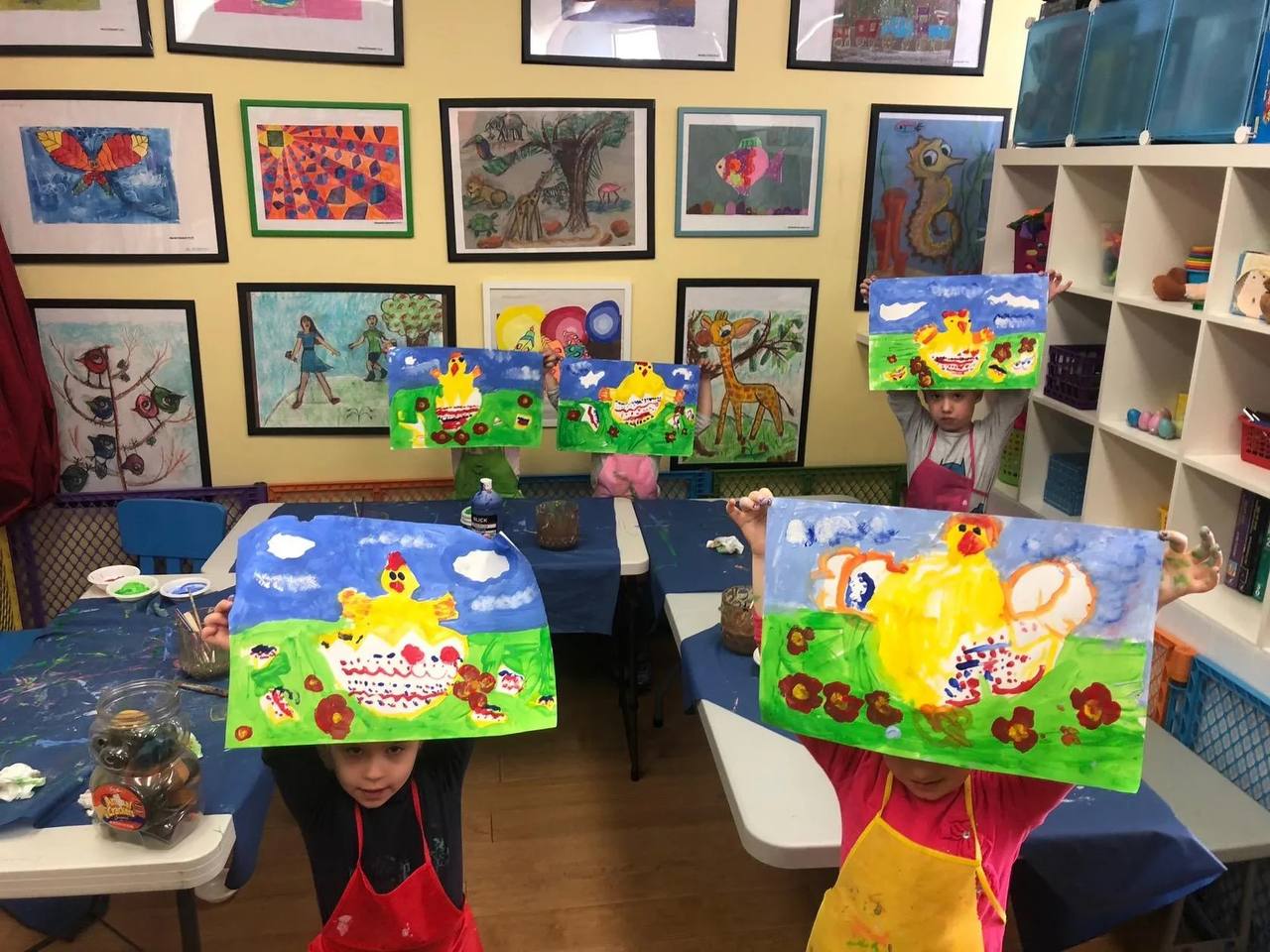 Children participating in art projects