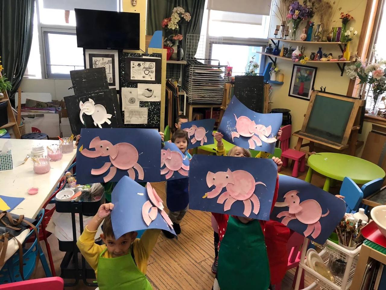 Children participating in art projects