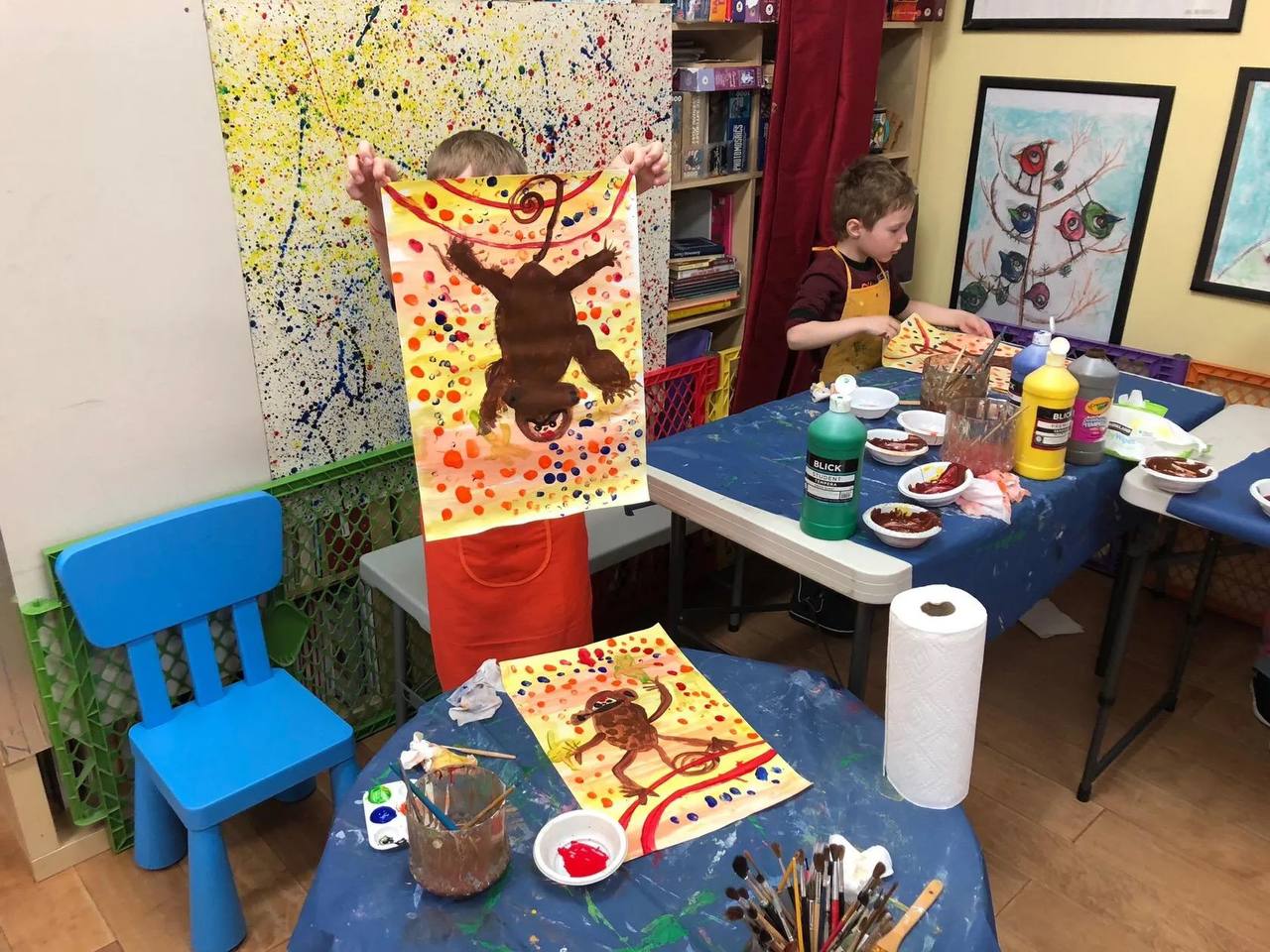Children participating in art projects