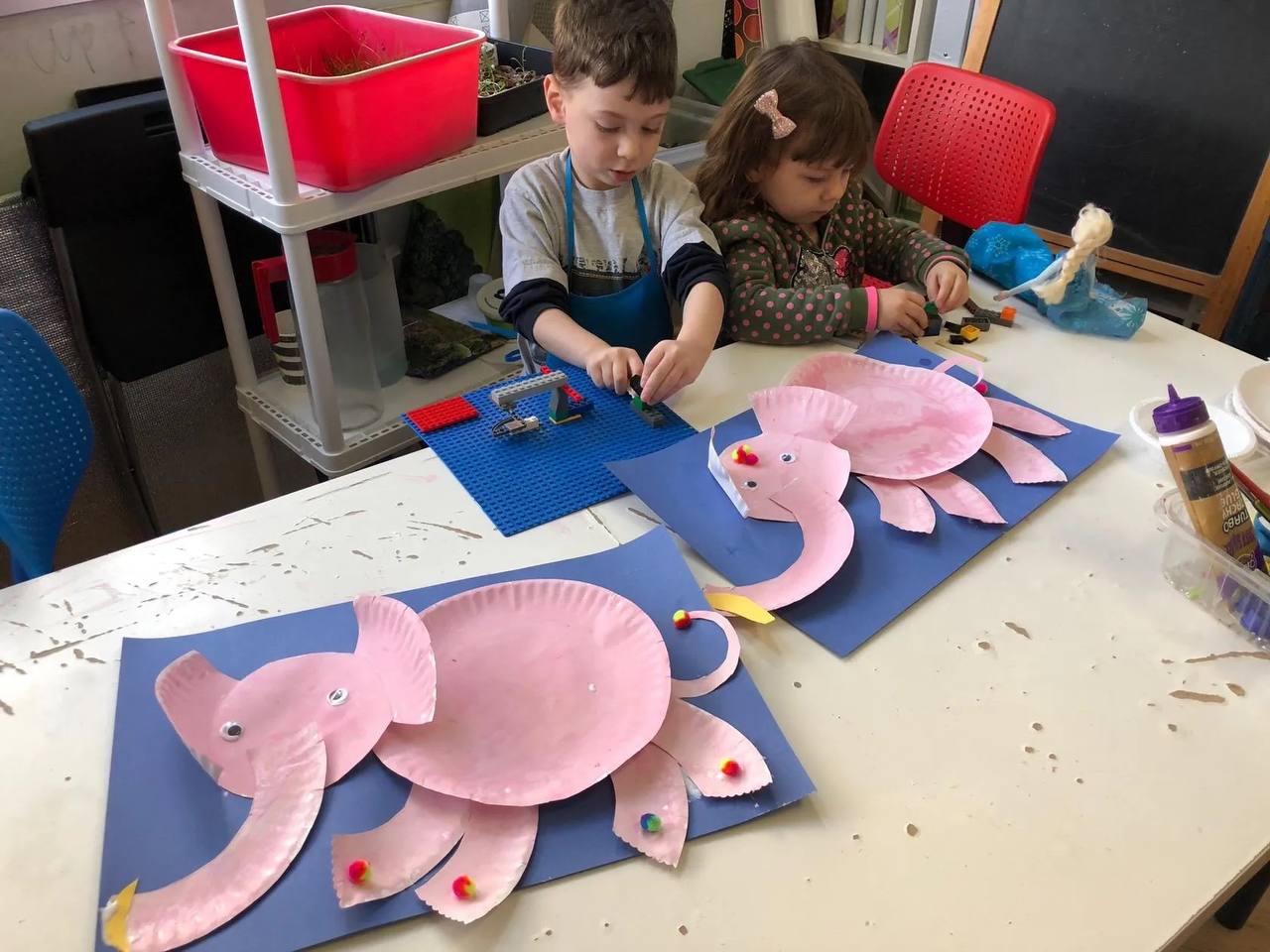 Children participating in art projects