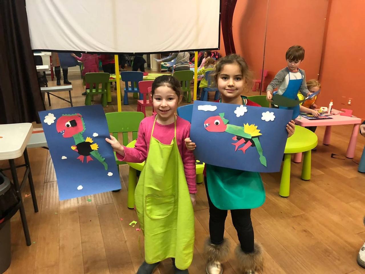 Children participating in art projects