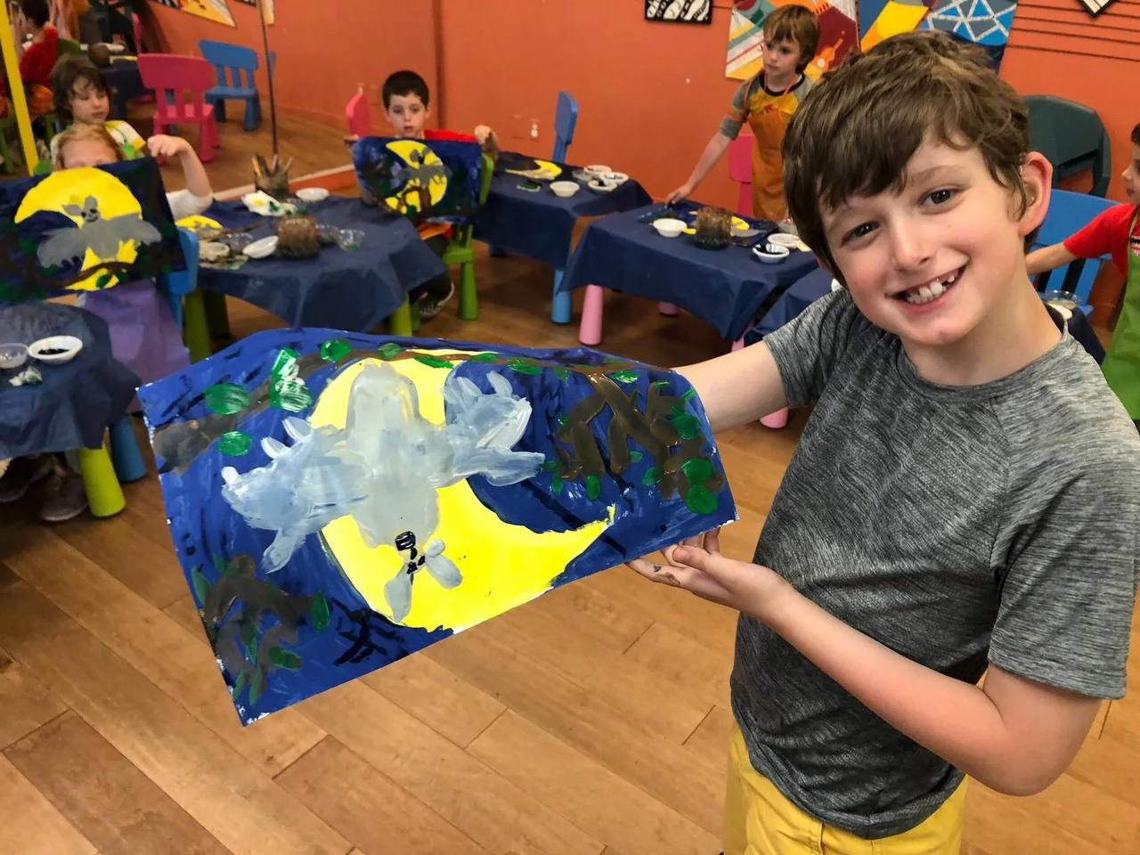 Children participating in art projects
