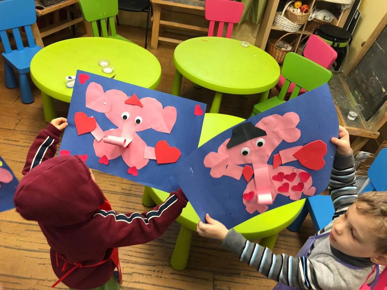 Children participating in art projects